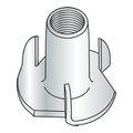 Newport Fasteners T-Nut, 3 Prongs, 5/16"-18, Steel, Zinc Plated, 5/16 in Barrel Ht, 1000 PK 169564